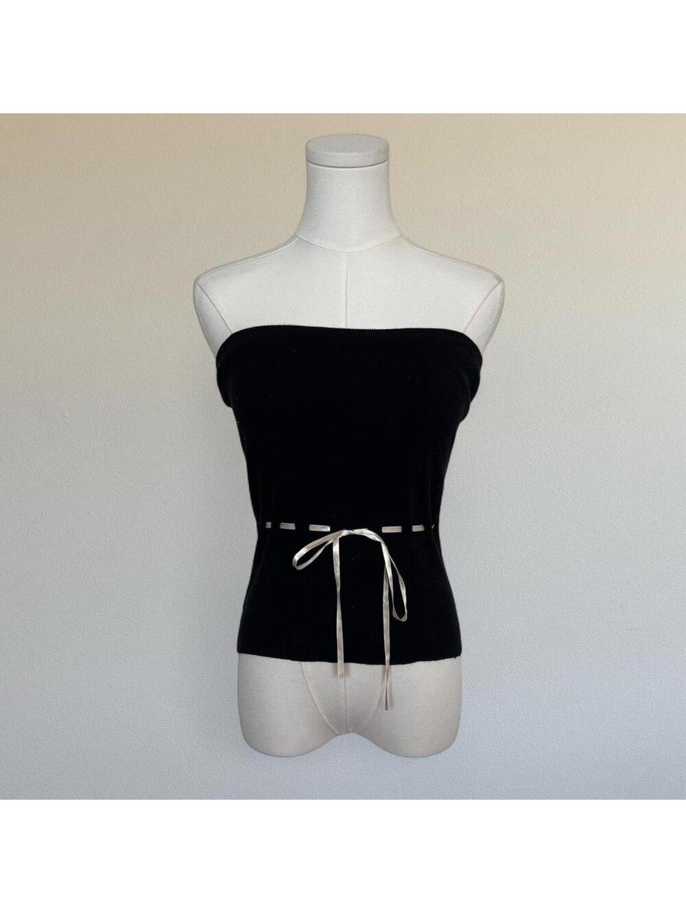 Knit tube top with ribbon waist tie. From Laundry by Shelli Segal in a size M.